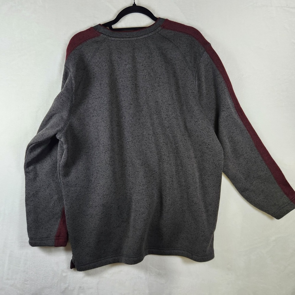 Eddie Bauer Men's XL Gray Maroon Trim Crewneck Pullover Fleece Sweater - Picture 8 of 9